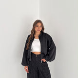 Giubbino satin Rowena 50680- NERO