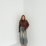 Maxi Maglia  Kendy ultralight  JUSTWEST 155- MARRONE