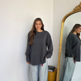 Maxi shirt garzata Aseel 2642-GRIGIO SCURO