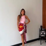 Gonna/Pareo Malesia 48521- VIOLA/ROSSO