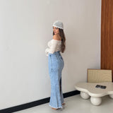 Gonna Longuette Mabel 2518 - DENIM CHIARO