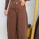 Jeans Flare 22095-MARRONE