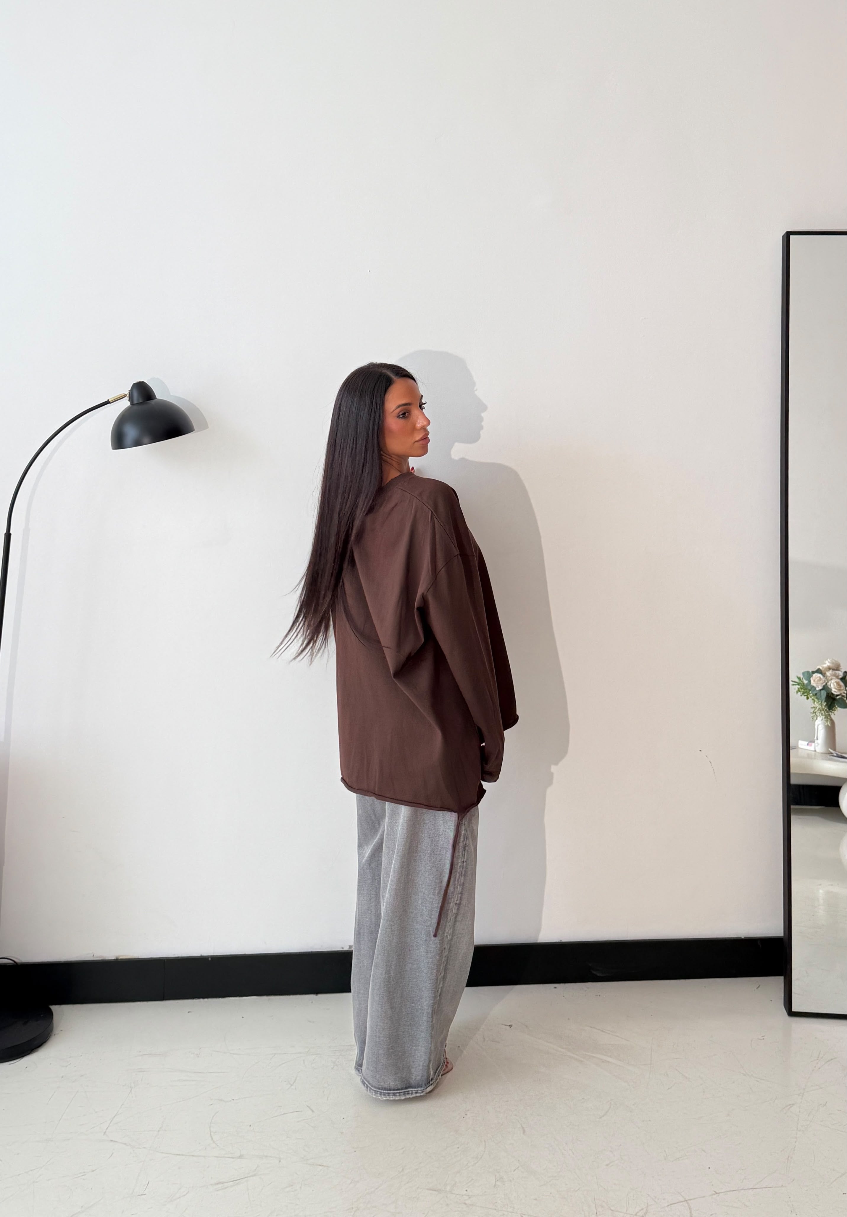 Maxi shirt Charlyes H16536- MARRONE