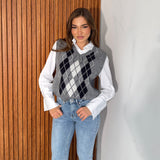 Gilet scollo a V Yara 8657-GRIGIO