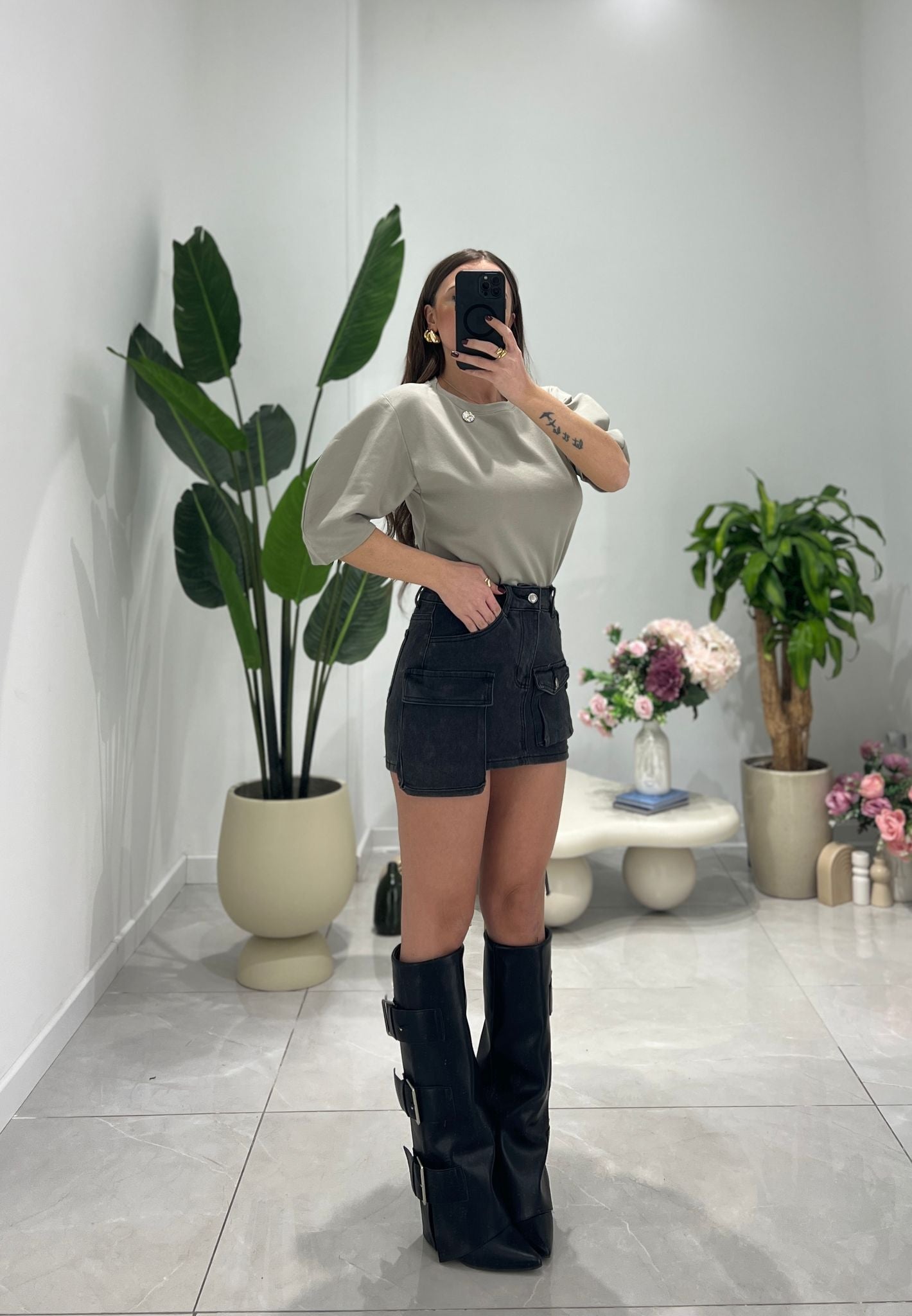 Gonna Kathia 2474 - 2 - Denim nero - Frida Shop